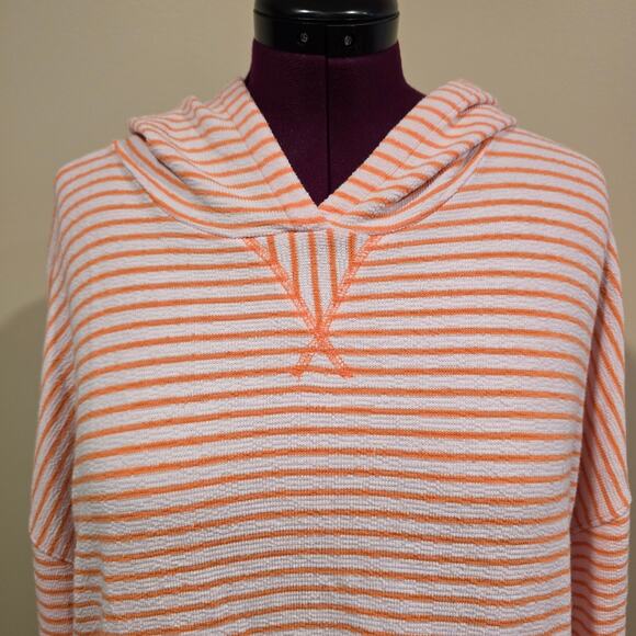 Women's Love by Gap Orange Striped Terry Knit Hoodie | Size XL - Picture 4 of 9
